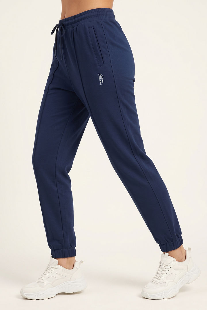 Zivame Knit Poly Athleisure Joggers - Navy Peony — image 3